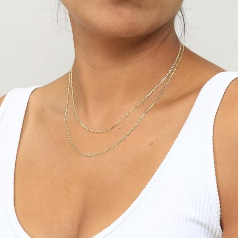 Nuragold 14k الذهب الأصفر الحقيقي الصلبة الكوبية كبح وصلة 1.5 ملم سلسلة قلادة ((16 "-24") مجوهرات إيطالية أنيقة للرجال والنساء in Kuwait