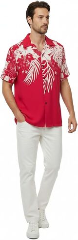 Matchable Hawaiian Luau Father Daughter Men Shirt Girl Round Neck Dress in Indri Pink in Kuwait