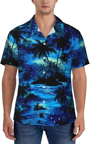 Mens Hawaiian Shirts Short Sleeve Button Down Shirt Summer Beach Vacation Shirt in Saudi Arabia