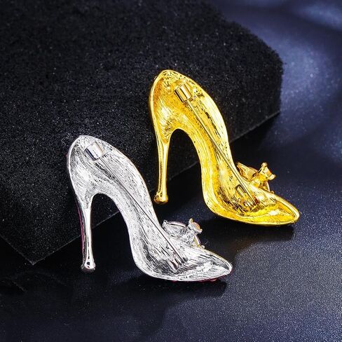 Women Brooch Pins Bulk Set 6Pcs Elegant Crystal Rhinestones High Heel Shoes Shape Brooch for Dress Shawl Party Prom in Saudi Arabia