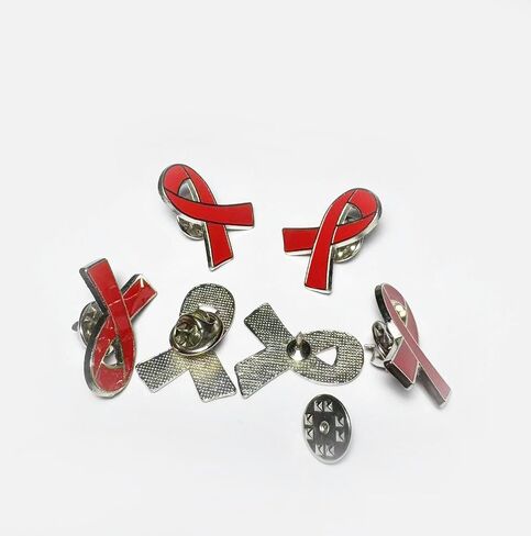 Red Ribbon Pin Hiv Aids Awareness Brooch Lapel Pins Drug Prevention Heart Disease For Doctors Charity Fundraising Activities Badges Bulk in Kuwait