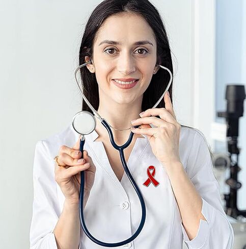 Red Ribbon Pin Hiv Aids Awareness Brooch Lapel Pins Drug Prevention Heart Disease For Doctors Charity Fundraising Activities Badges Bulk in Kuwait
