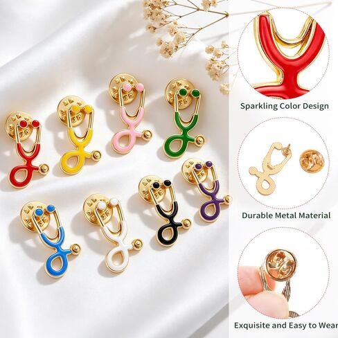 Stethoscope Brooch Pins Colorful Stethescope Lapel Pin Nurse Doctor Enamel Pins for Medical Doctor Nurse Week Gift Accessories in Saudi Arabia