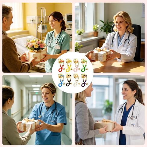 Stethoscope Brooch Pins Colorful Stethescope Lapel Pin Nurse Doctor Enamel Pins for Medical Doctor Nurse Week Gift Accessories in Saudi Arabia