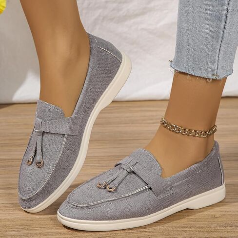 Women's Casual Loafers Soft Fabric Slip-On Walking Shoes Flat Moccasins Comfort Driving Flats in Kuwait