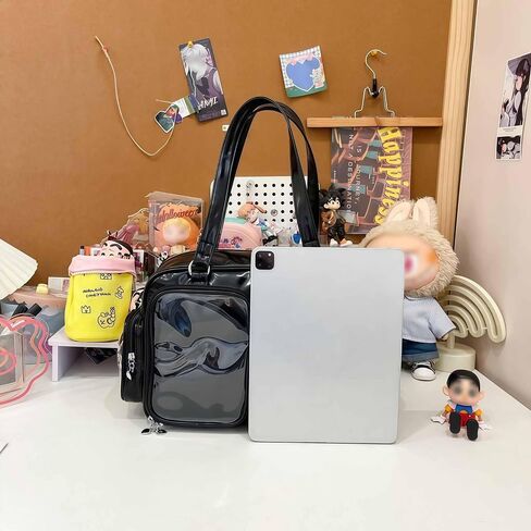 Black Ita Bag Crossbody, Japanese School Messenger Bag, Pin Display Bag, Cute Messenger Shoulder Bag for Women, Kawaii Tote Bag, Emo Grunge Gothic Bag, Large Crossbody Messenger Bag for School in Kuwait