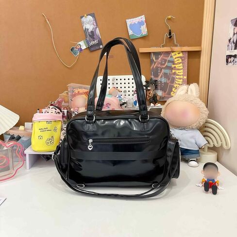 Black Ita Bag Crossbody, Japanese School Messenger Bag, Pin Display Bag, Cute Messenger Shoulder Bag for Women, Kawaii Tote Bag, Emo Grunge Gothic Bag, Large Crossbody Messenger Bag for School in Kuwait