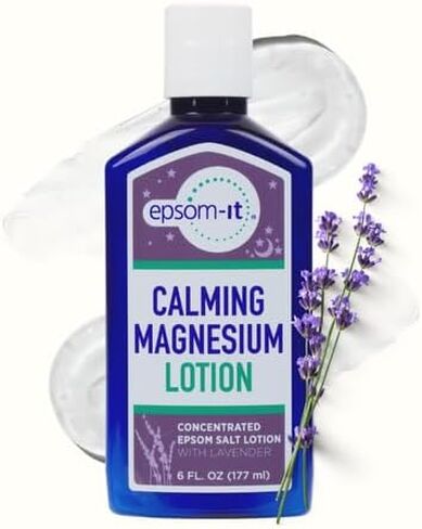 EPSOM-IT Calming Magnesium Lotion– Lavender, 6oz Bottle | Concentrated Epsom Salt Lotion with Shea Butter for Better Sleep, Relaxation & Muscle Stiffness | Soothing Magnesium Self-Care | Made in USA in Saudi Arabia