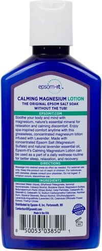 EPSOM-IT Calming Magnesium Lotion– Lavender, 6oz Bottle | Concentrated Epsom Salt Lotion with Shea Butter for Better Sleep, Relaxation & Muscle Stiffness | Soothing Magnesium Self-Care | Made in USA in Saudi Arabia