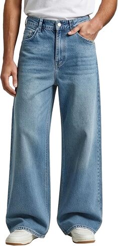 Men's Wide Leg Baggy Jeans, Y2K Straight Leg Hip Hop Skater Denim Pants,Loose Fit Casual Streetwear Trousers in Kuwait