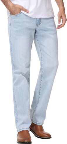 Men's Relaxed Fit Straight Leg Cowboy Jeans - Stretch Comfort Cotton Denim Pants Casual Work Business Trousers All-Season in Saudi Arabia