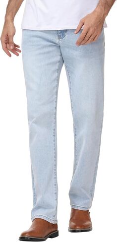 Men's Relaxed Fit Straight Leg Cowboy Jeans - Stretch Comfort Cotton Denim Pants Casual Work Business Trousers All-Season in Saudi Arabia