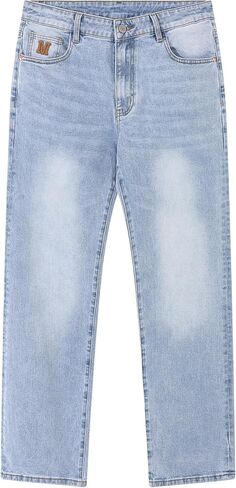 Men's Relaxed Fit Straight Leg Cowboy Jeans - Stretch Comfort Cotton Denim Pants Casual Work Business Trousers All-Season in Saudi Arabia