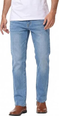 Men's Relaxed Fit Straight Leg Cowboy Jeans - Stretch Comfort Cotton Denim Pants Casual Work Business Trousers All-Season in Saudi Arabia