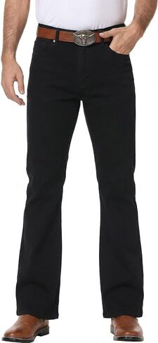 Men's Flared Jeans Slim Fit Bell Bottom Denim Pants - Cowboy Western Stretch Disco Style Vintage 70s Fashion Trousers in Saudi Arabia