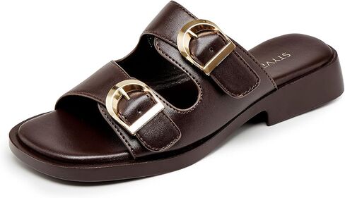 Women's Flat Slide Sandals, Slip On Open Toe Minimalist Slides | 1.18" Platform, Comfortable Casual Walking Sandals For Summer, Beach, Vacation, Travel And Minimalist Outfits in Saudi Arabia