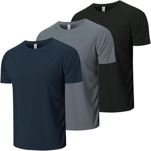 Little Beauty 3 Pack Mens Workout Shirts Short Sleeve Moisture Wicking Athletic Tees Ventilated Gym Breathable Running Shirts in Saudi Arabia