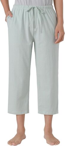 Latuza Women's Striped Capri Pajama Pants Cotton Lounge Capris with Pockets in Kuwait