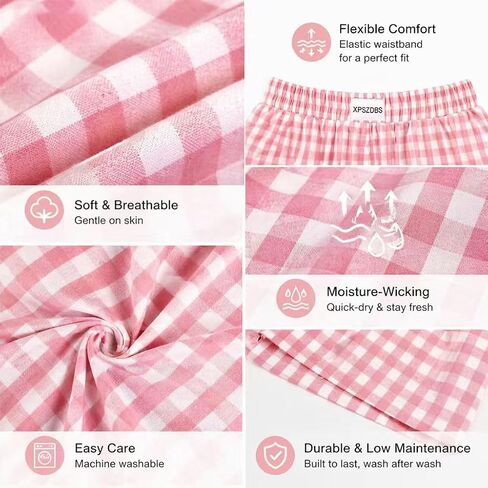 2026 Women's Plaid Boxer-style Pants for Leisure, Sleep & Beachwear in Saudi Arabia