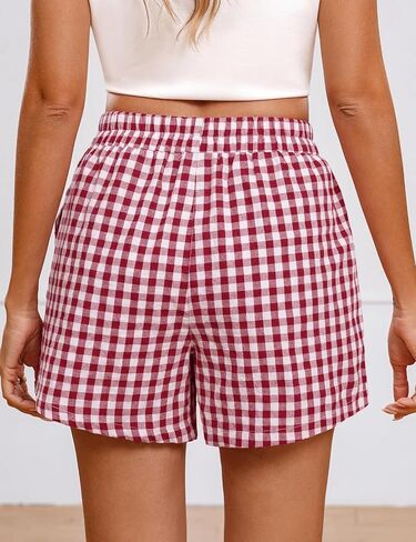 2026 Women's Plaid Boxer-style Pants for Leisure, Sleep & Beachwear in Saudi Arabia
