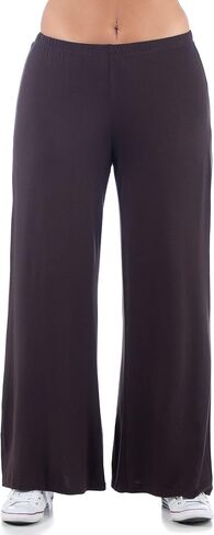 24seven Comfort Apparel Comfortable Solid Color Plus Size Palazzo Lounge Pants in Saudi Arabia