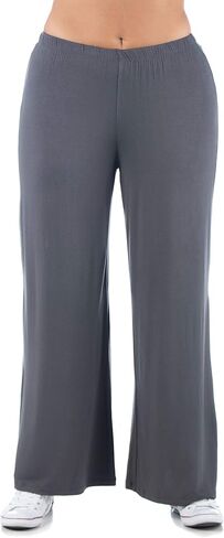 24seven Comfort Apparel Comfortable Solid Color Plus Size Palazzo Lounge Pants in Saudi Arabia