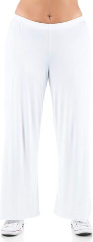 24seven Comfort Apparel Comfortable Solid Color Plus Size Palazzo Lounge Pants in Saudi Arabia