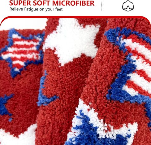 APROPHIC 4th of July Bathroom Rug 17x24 Inch, Patriotic Independence Day America Decor Bath Mat, Star Pattern Tufted Bath Rug, Absorbent Non-Slip Soft Bath Mat for Bathroom Door Bedroom, Red in Saudi Arabia