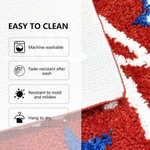 APROPHIC 4th of July Bathroom Rug 17x24 Inch, Patriotic Independence Day America Decor Bath Mat, Star Pattern Tufted Bath Rug, Absorbent Non-Slip Soft Bath Mat for Bathroom Door Bedroom, Red in Saudi Arabia