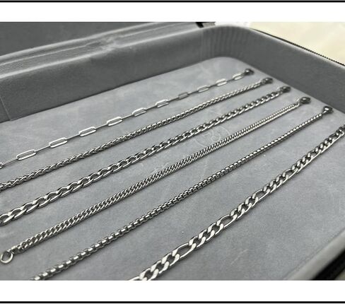 6PCS Silver Bracelets for Men Stainless Steel Cuban Chain Bracelet Silver Chain Bracelet Set 316L Stainless Steel Figaro Rope Cuban Link Bracelet Jewelry for Men/Women in Saudi Arabia