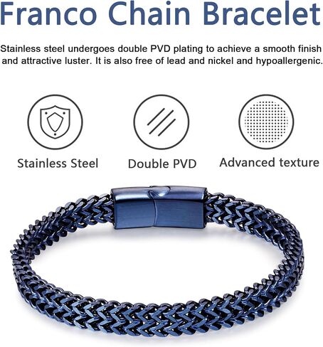 Bracelets for Men-Stainless Steel Magnetic Clasp Franco Chain Mens Bracelet in Saudi Arabia