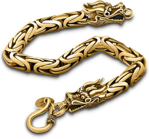 عارضة سوار سبيكة البساطة بلون خمر التنين برأسين سوار الرجعية القوطية (فضي كبير 21 سم) in Kuwait