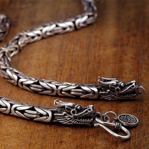 عارضة سوار سبيكة البساطة بلون خمر التنين برأسين سوار الرجعية القوطية (فضي كبير 21 سم) in Kuwait
