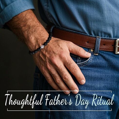 Dad Gifts for Father Men Daddy Bracelet Best Dad Personalized Unique Presents Father's Day Birthday Christmas Natural Stone Bracelet Black in Saudi Arabia