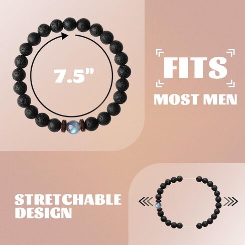 Dad Gifts for Father Men Daddy Bracelet Best Dad Personalized Unique Presents Father's Day Birthday Christmas Natural Stone Bracelet Black in Saudi Arabia
