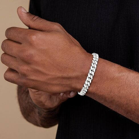 S925 Sterling Silver Bracelet for Men - 9MM S925 Sterling Silver Over Rope Chain Bracelet Diamond Cut Silver Bracelets Gifts for Men 7.5/8/8.5/9Inch in Saudi Arabia