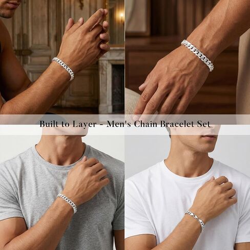 S925 Sterling Silver Bracelet for Men - 9MM S925 Sterling Silver Over Rope Chain Bracelet Diamond Cut Silver Bracelets Gifts for Men 7.5/8/8.5/9Inch in Saudi Arabia