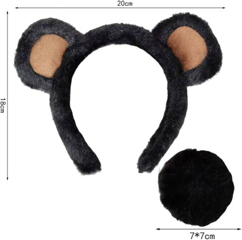 Kirei Sui Black Bear Ears, Tail and Fur Paws Costume for Halloween Party Accessories Adult in Kuwait