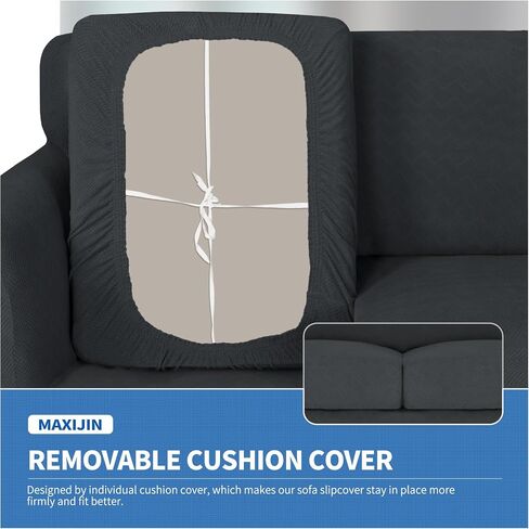 MAXIJIN 3 Piece Couch Covers for 2 Cushion Couch Sofa Cover, Stretch Loveseat Sofa Slipcovers for Sofas with 2 Large Cushions, Thick Dogs Pet Furniture Covers (71"-91", Gray) in Saudi Arabia