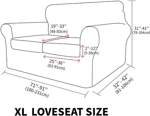 MAXIJIN 3 Piece Couch Covers for 2 Cushion Couch Sofa Cover, Stretch Loveseat Sofa Slipcovers for Sofas with 2 Large Cushions, Thick Dogs Pet Furniture Covers (71"-91", Gray) in Saudi Arabia