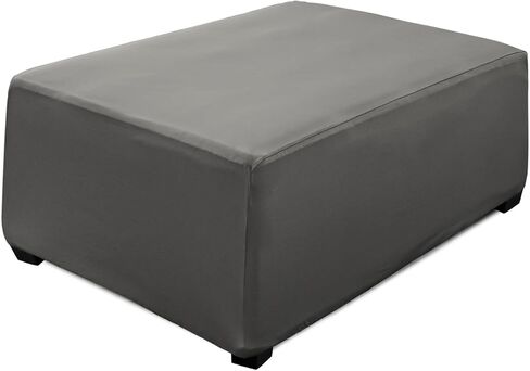 Super Stretch 40x40x15 inch Square Ottoman Cover- Soft Form Fit Ottoman Cover Rectangular for Folding Storage Furniture, Ottoman Slipcovers with Nonslip Elastic Bottom (XL, Light Gray) in Saudi Arabia