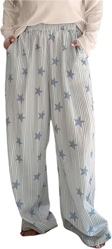 SHENHE Women's Plus Size Striped Pajama Pants Elastic Waist Wide Leg Lounge Pants Sleep Bottoms in Kuwait
