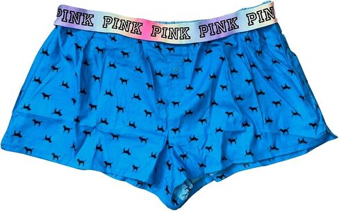 Victoria's Secret Pink Flannel Relaxed Pajama Sleep Short Boxy Color Blue New in Kuwait