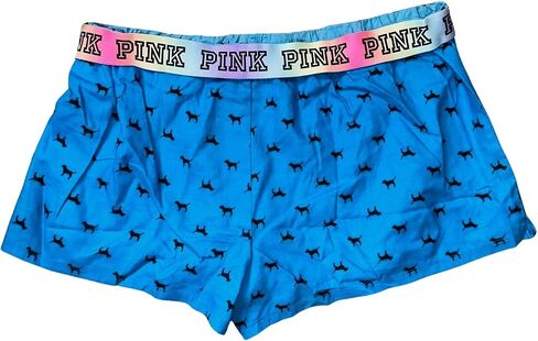 Victoria's Secret Pink Flannel Relaxed Pajama Sleep Short Boxy Color Blue New in Kuwait