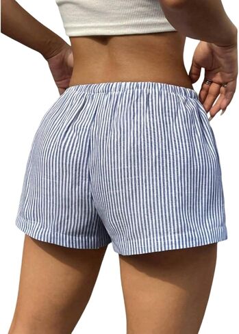Women's Boxer Shorts Striped Cotton Pajama Lounge Sleepwear Summer Casual Plaid Shorts Y2K Beach Bottoms Gingham in Saudi Arabia