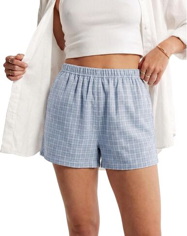 sissycos Women’s 100% Cotton Seersucker Casual Shorts – Elastic Waist Relaxed Fit Lounge Shorts with Side Pockets in Saudi Arabia