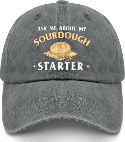 Ask Me About My Sourdough Starters Hats for Boyfriends Low Profile Washed in Saudi Arabia