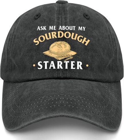 Ask Me About My Sourdough Starters Hats for Boyfriends Low Profile Washed in Saudi Arabia