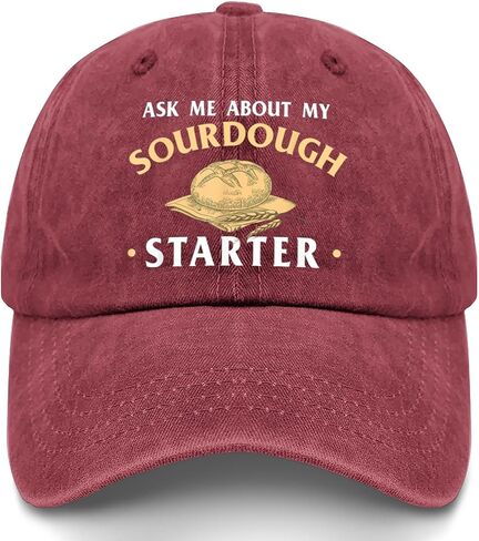 Ask Me About My Sourdough Starters Hats for Boyfriends Low Profile Washed in Saudi Arabia