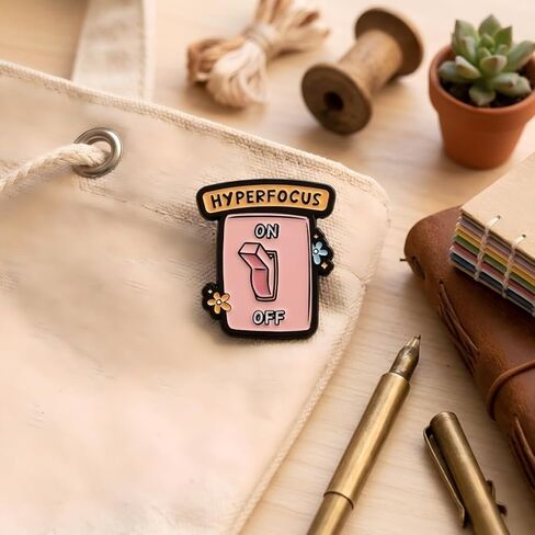 Funny Switch Enamel Pin - Sarcastic Pins Brooch for backpack, jackets, Hats with " HYPERFOCUS“. Humor Mood Brooches Gift for Coworkers, Friends and Adults. in Saudi Arabia